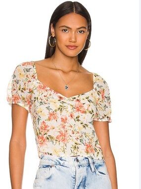 1. STATE Sweetheart Neckline Cropped Top in Daybreak Watercolor Size XL